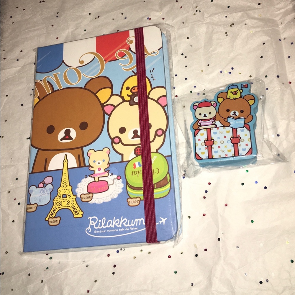 Rilakkuma Mini Notebook & Eraser, Blue Multicolor